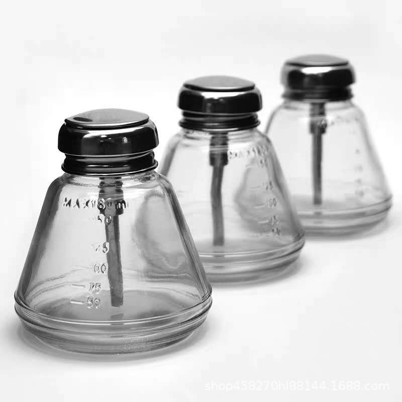 Стеклянная бутылка для алкоголя с нажимным механизмом, бутылка для моющего средства, прозрачная бутылка для алкоголя с медным сердечником для ремонта мобильных телефонов, герметичное электронное устройство