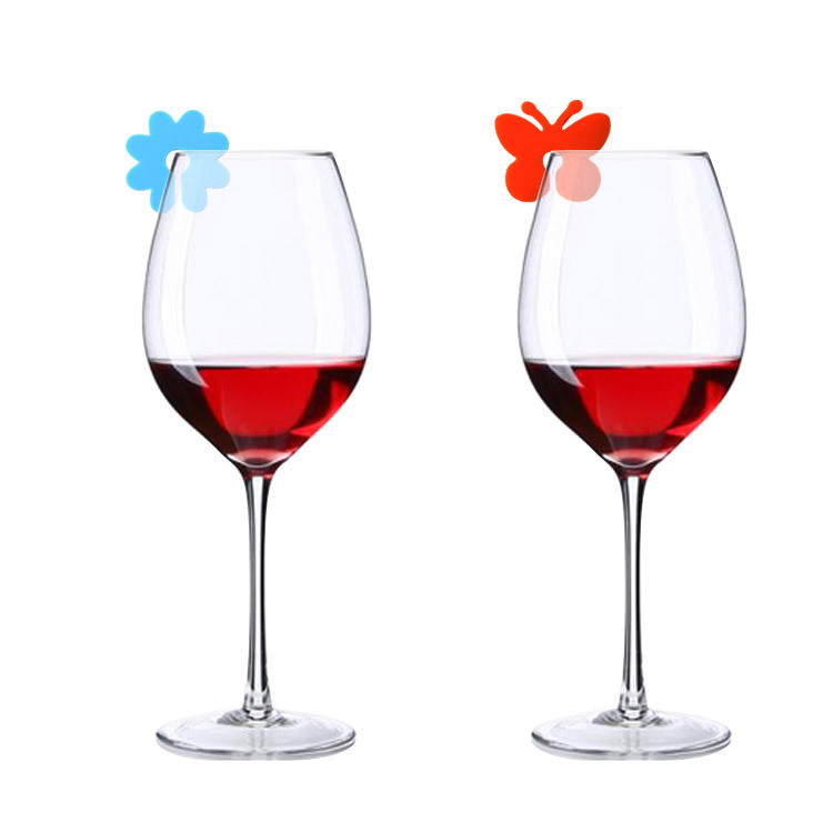 Butterfly wine glass logo flower wine glass silicone identifier label wine glass cup identification ring label