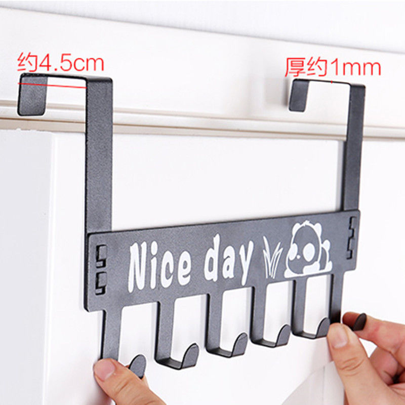 Removable nail-free glue-free door rear hook door back type clothes hook clothes hanger coat cap 6 hook carbon steel hanger