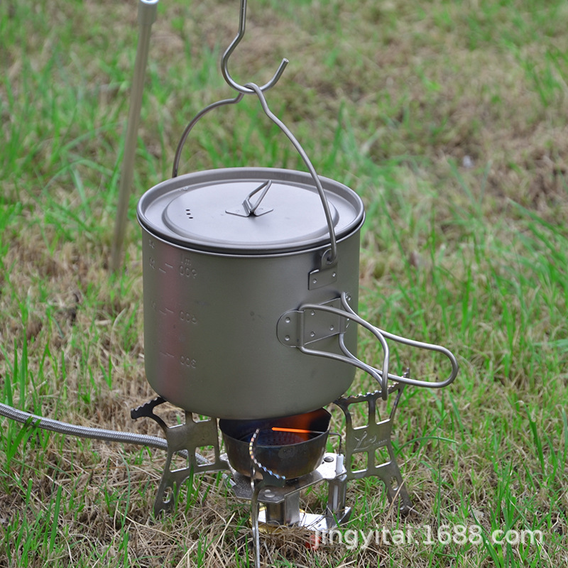COMTAI Kang Titanium Outdoor Pure Titanium Combination Hanging Pot Large Capacity Camping Pot Folding Portable Picnic
