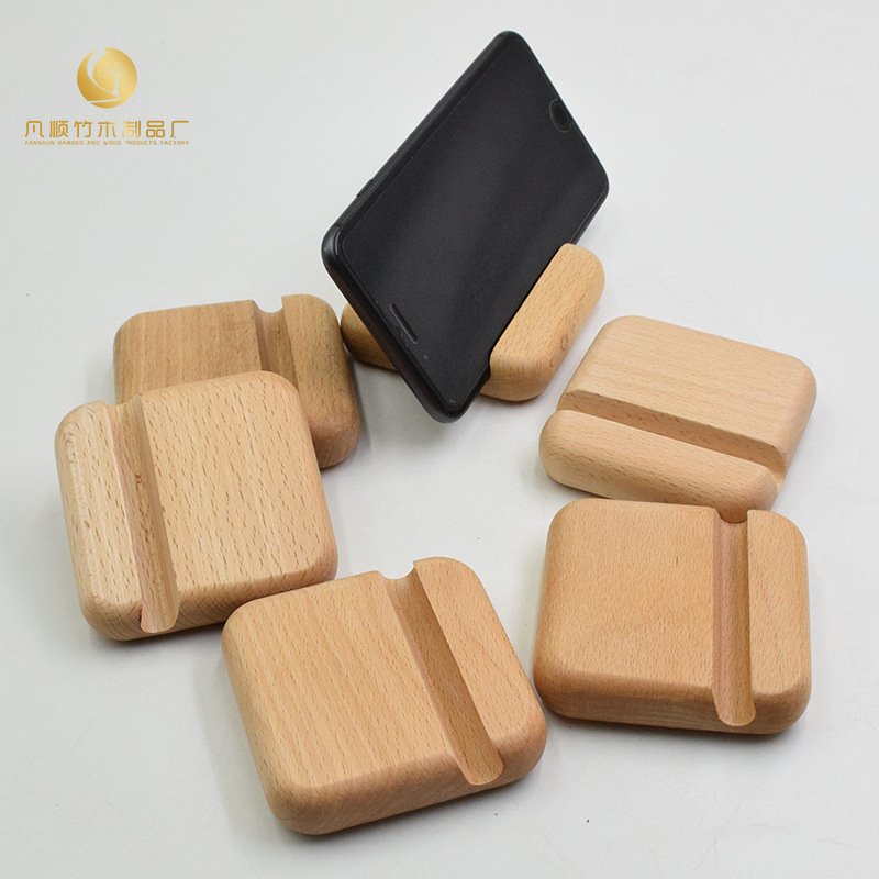 Solid Wood mobile phone holder creative desktop Beech black walnut wooden mobile phone holder laser logo gift wholesale