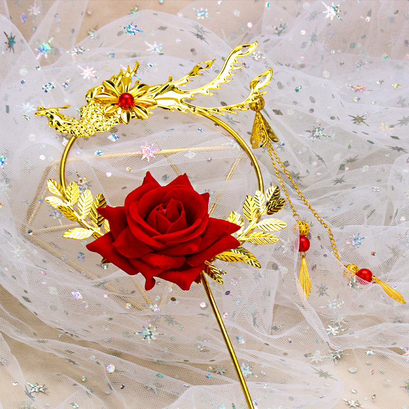 Original New Big Red Rose Phoenix Creative Plug-in Tanabata Romantic courtship Birthday Cake Baking Decorations