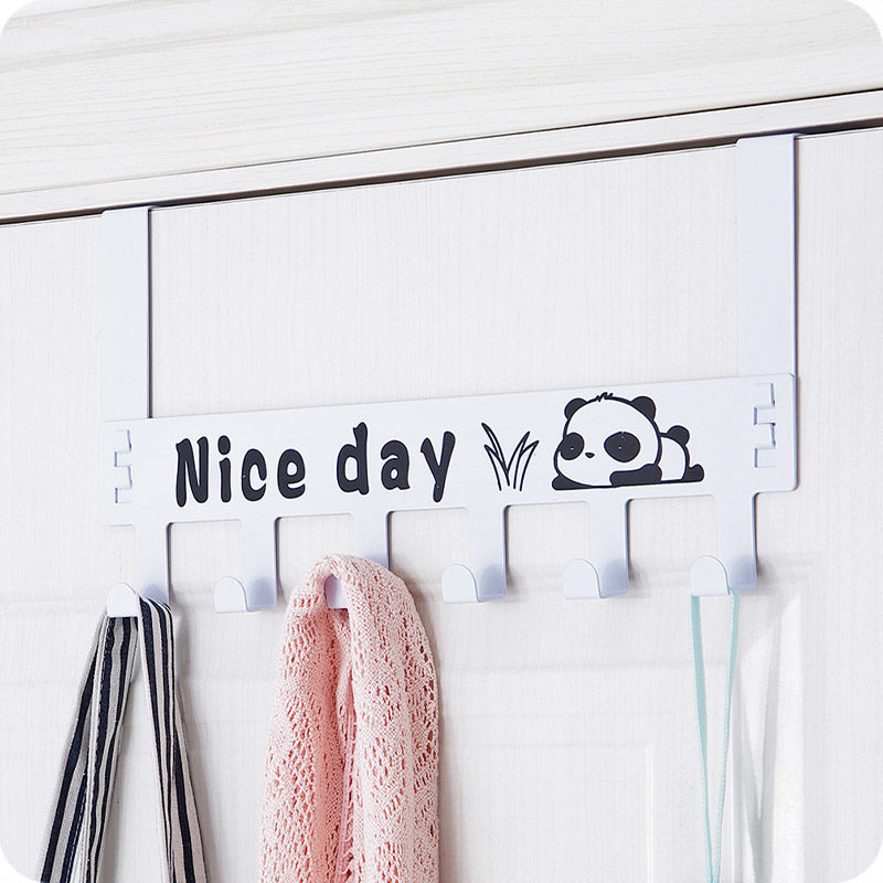 Removable nail-free glue-free door rear hook door back type clothes hook clothes hanger coat cap 6 hook carbon steel hanger