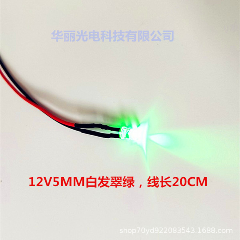 3V/6V/12V/24V with wire luminous tube 5mm lamp bead welding wire LED 12V wire length 20CM