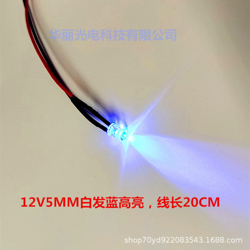 светящаяся трубка 3V/6V/12V/24V с проводом 5мм светодиод 12V длина провода 20см