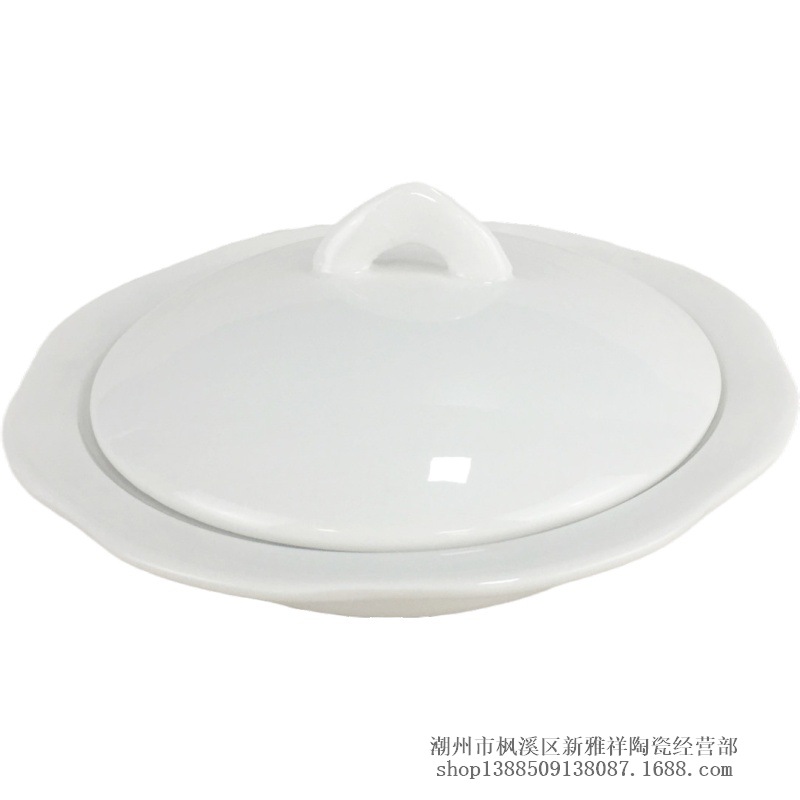 Ceramic tableware butter dish with furnace heating furnace dessert stewed bird's nest ginseng soup plate can be used as LOGO