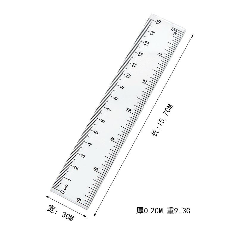 Manufacturer Wholesale 30Cm20Cm15Cm Plastic Transparent Ruler Bilateral Printing Inch Centimeter Red Card Cross-Border