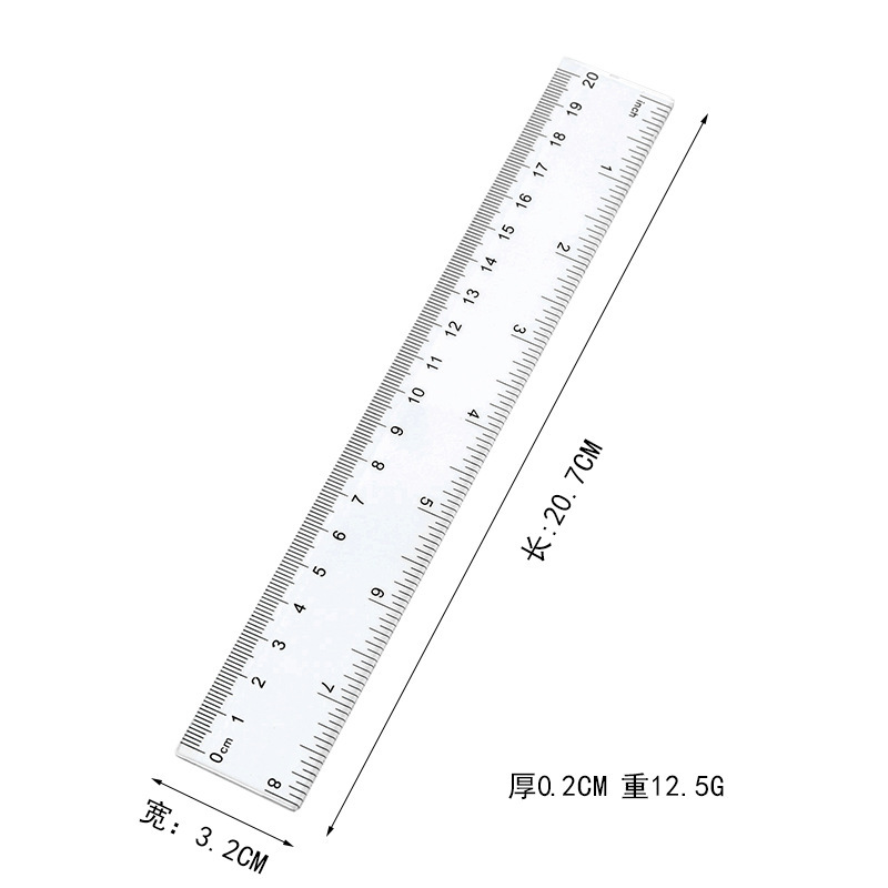Manufacturer Wholesale 30Cm20Cm15Cm Plastic Transparent Ruler Bilateral Printing Inch Centimeter Red Card Cross-Border
