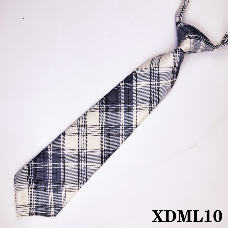 New No-Tie JK Tie Plaid Student Pullover Rubber Band College ins Japanese Uniform Gentle One-Knife Tie Women