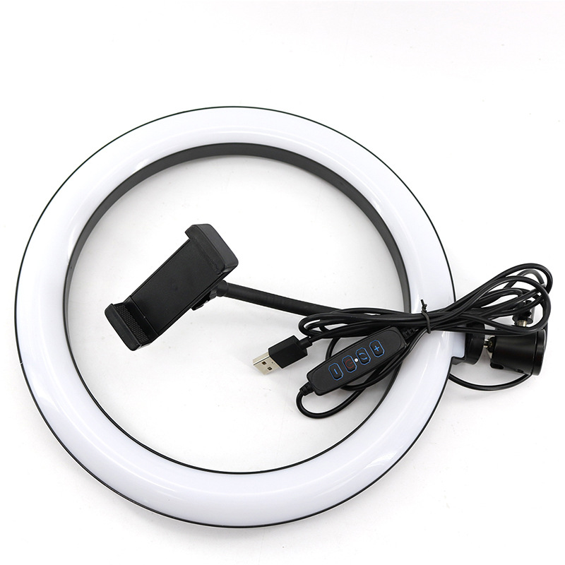 Cross-border LED10 inch 26cm ring fill light mobile phone live photography light net red three-color light beauty light 2.1 meters