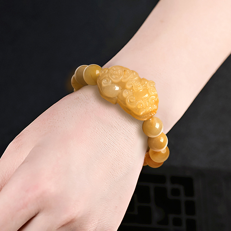 Natural Xinjiang Gold Silk Jade Money Pixiu Bracelet Guard Master Gobi Jade Topaz Picchu Jade Bracelet Jade Wholesale