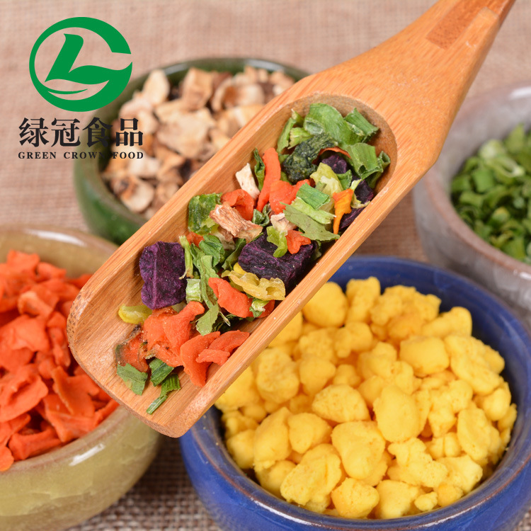 Dehydrated Vegetables: Carrot, Kohlrabi, Green Cabbage, Chives, Cilantro, Purple Sweet Potato, Shiitake Mushrooms, Egg Cubes, Dried Vegetables, Ready-To-Eat