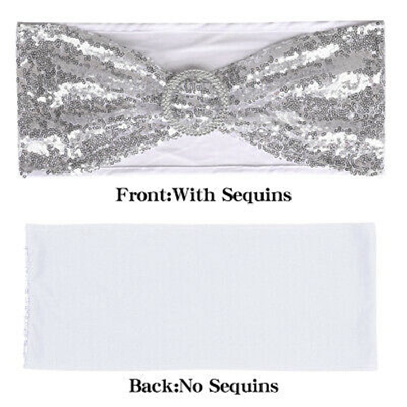 Tie-free stretch chair back flower sequins chair back bow hotel wedding wedding supplies chair cover decorative strap