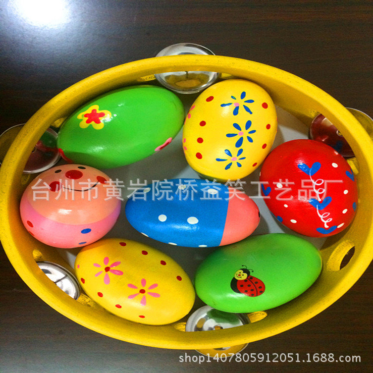Wooden color large sand eggs wooden eggs cartoon hand-painted eggs Easter toys manufacturers wholesale