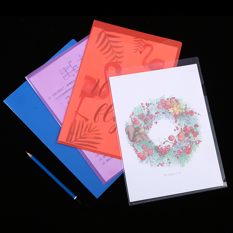 Single-Piece L-Shaped Folder, Two-Page Document Protective Cover, Data Organizer Folder, Document Bag, A4 Transparent Folder