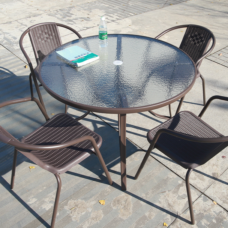 Rattan Chair Outdoor Balcony Leisure Iron Courtyard Chair Outdoor Outdoor Outdoor Garden Backrest Waterproof Rattan Table and Chair Combination