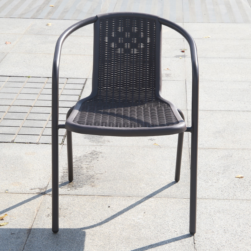 Outdoor Chair Leisure Outdoor Courtyard Anti-rattan Chair Iron Coffee Milk Tea Shop Stool Household Backrest Chair Balcony Chair