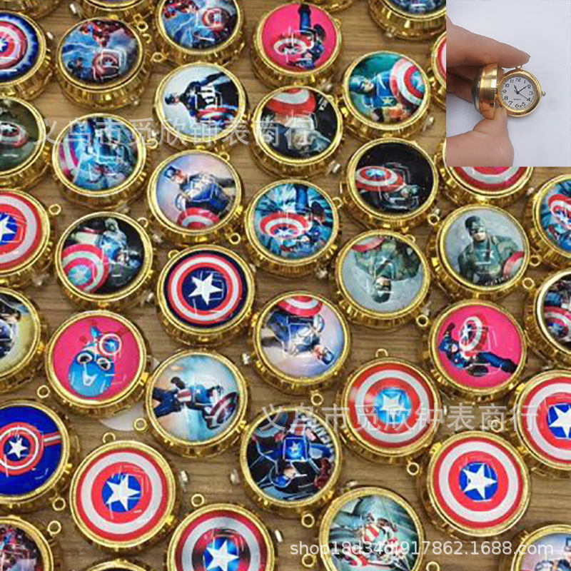 Cartoon Rotating Pocket Watch Children's Student Gyro Rotating Quartz Hanging Watch Retro Flip Necklace Animation Peripheral Pendant