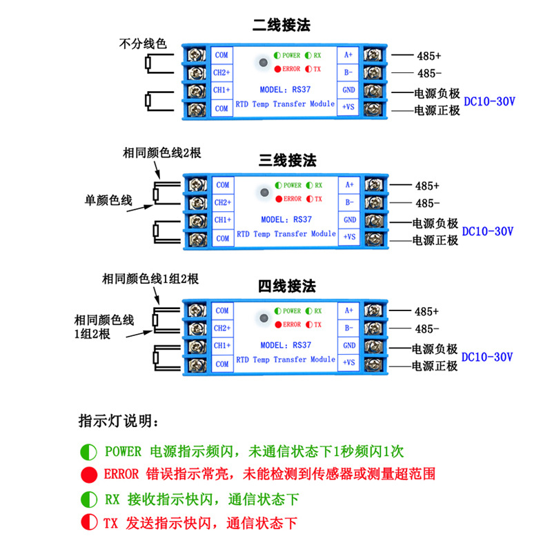 Industrial-Grade Rail-Mounted Two-Channel Pt100 to Rs485 Temperature Acquisition Module Temperature Transmitter Rs37