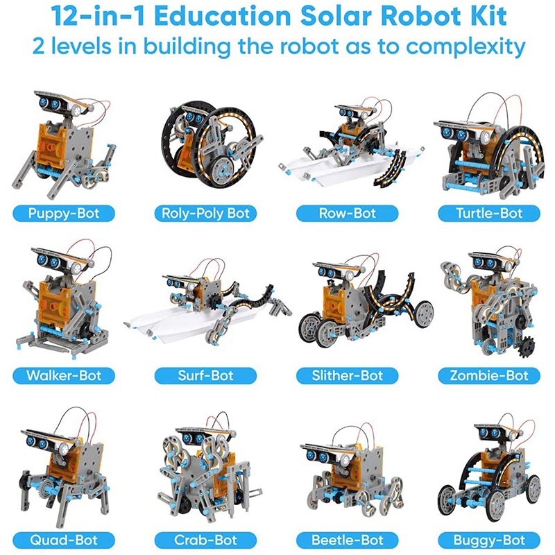 DIY Assembled Toys 13-in -1 Self-loading Solar Cell Dual-use Toy Car 12-in -1 Intelligent Robot