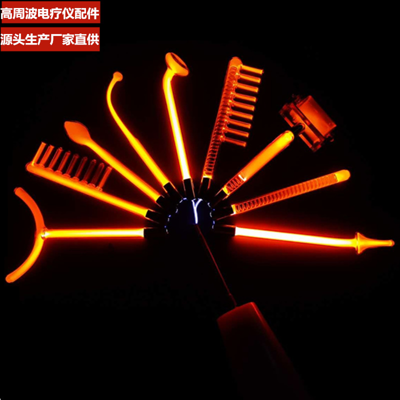 Прибор для высокочастотной электротерапии, аксессуары из стеклянных трубок, красный свет, фиолетовая электродная палочка, электродный гребень