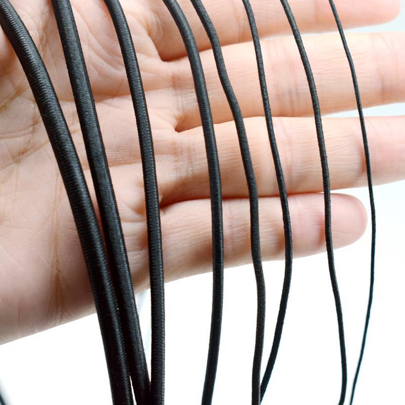 Manufacturers supply 1.0MM-15MM black latex elastic rope trampoline rubber rope round elastic leather rope beaded rope