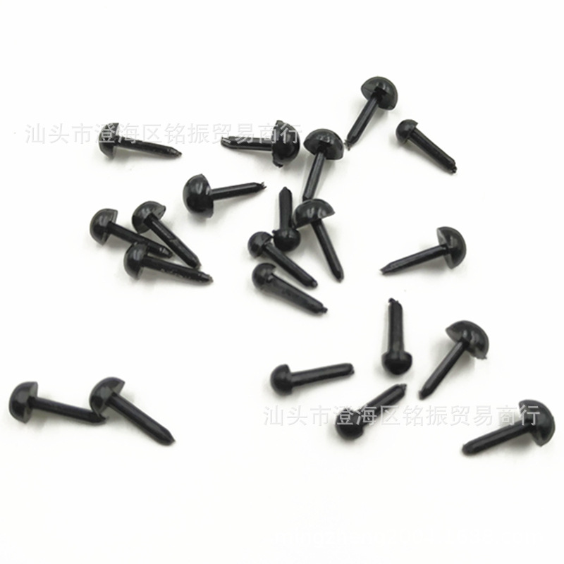 Straight Foot Black Bean Eye Plastic Black Eye DIY Doll Full Black Eye Art Eye 3-6mm Straight Foot Black Eye