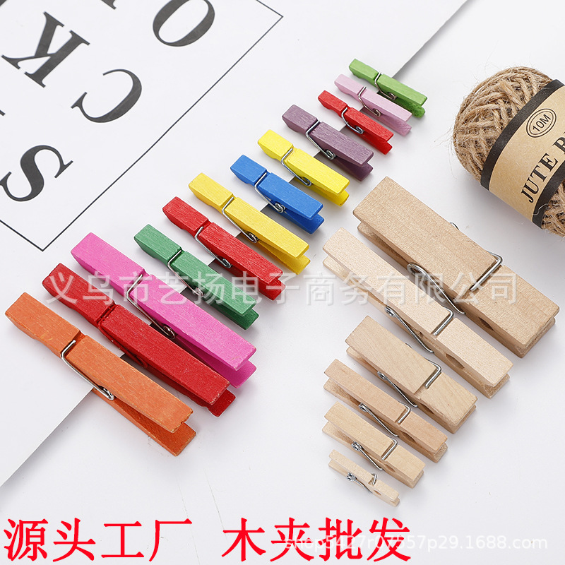 Оптовая продажа деревянных зажимов 2.5см ~ 7.2см, цветные деревянные зажимы, декоративные зажимы для фото