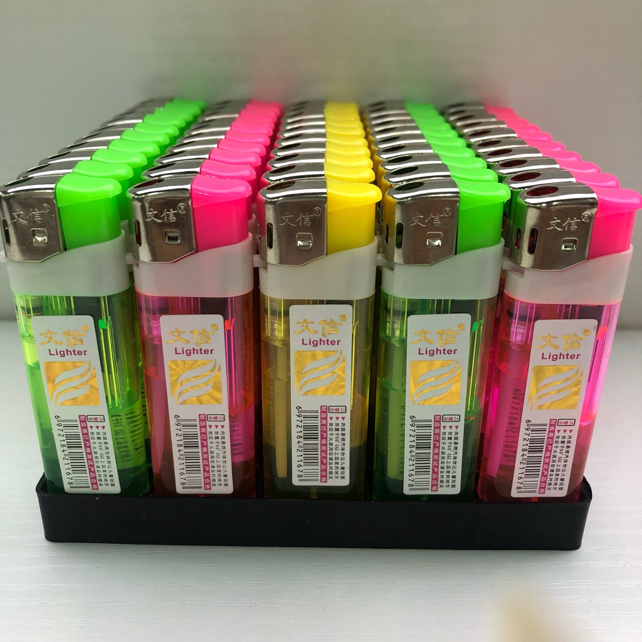 Wenxin Lighter Factory Direct Wenxin 308 Labeling Double Garden Lighter 179 Printing Bar Code Small Round Lighter Lighter