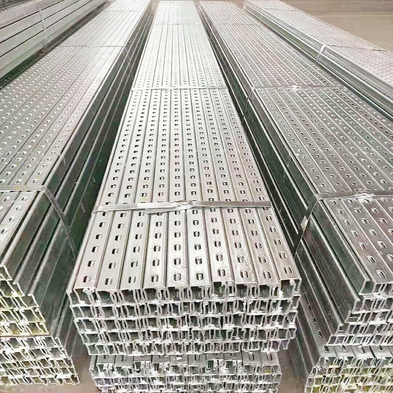 Guangdong Hot-Dip Galvanized C-Shaped Steel 6252*41*21 Perforated Zinc Aluminum Magnesium Photovoltaic Bracket Shock-Resistant Frame Pipe Gallery U-Shaped Groove Factory