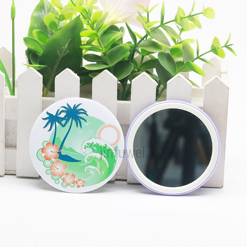 Creative mini portable small mirror 75mm tinplate plastic ring mirror makeup mirror blank material