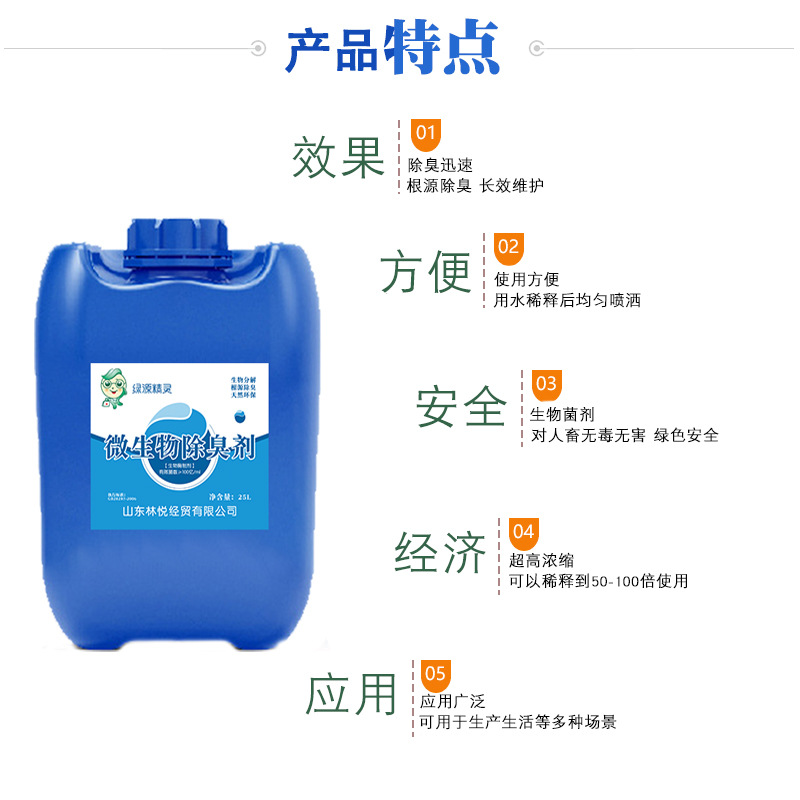 Microbial Enzyme Deodorant Sewage Landfill Factory Farm Slaughterhouse Factory Spray Tower Exhaust Gas Odor Removal