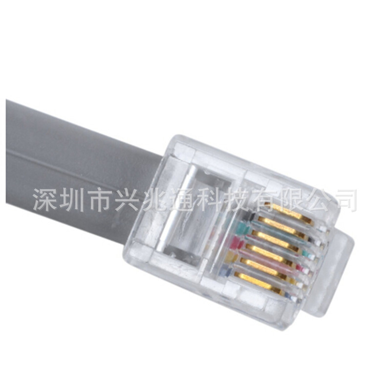 Factory Direct Sales 6P6C Flat Line Six-Core Telephone Line 6-Core with Double Crystal Head Rj12 Telephone Line for Industrial Control