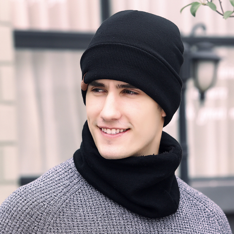 Amazon Foreign Trade Winter Scarf Hat Gloves Three-Piece Set Knitted Gloves Woolen Scarf Warm Set