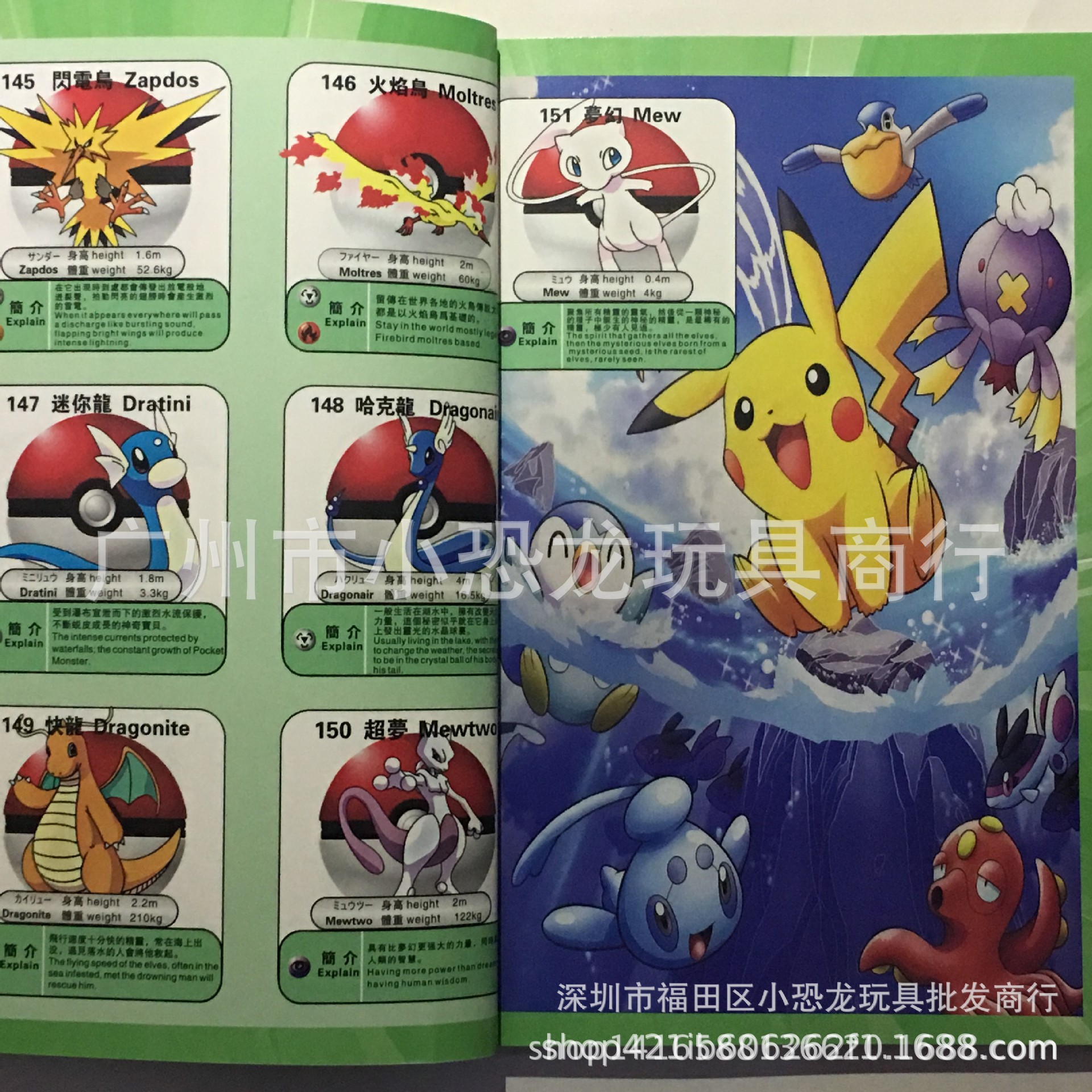 Chinese and English Traditional Chinese 1000 Pet Elf Illustrated Pokemon Pikachu Large Collection Album