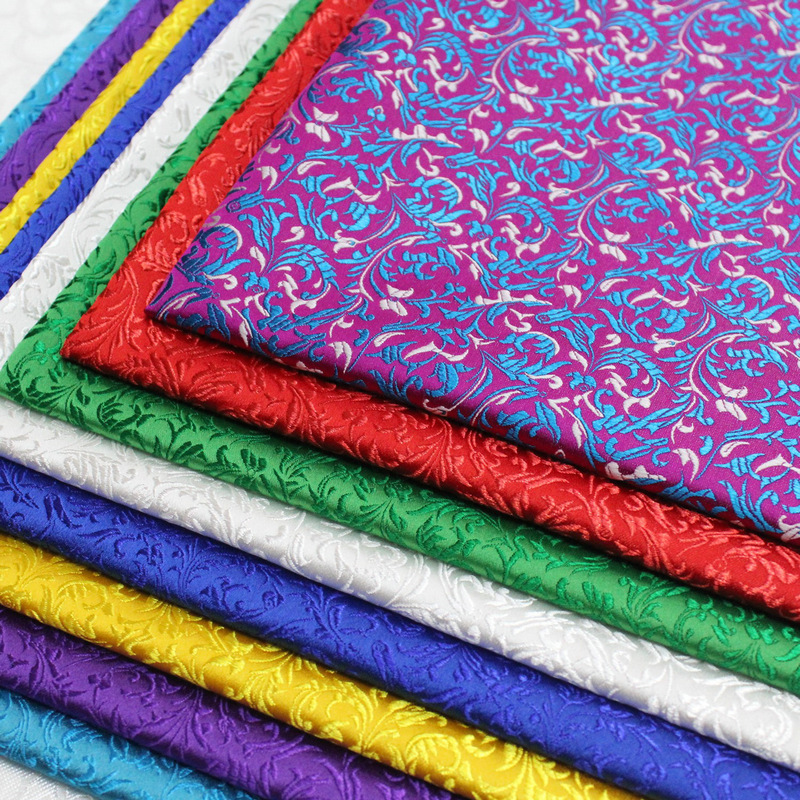 Chinese Style Cheongsam Doll Clothes Hanfu Mongolian Robe Fabric Decoration Handmade Jacquard Brocade Satin Malt Flower Fabric