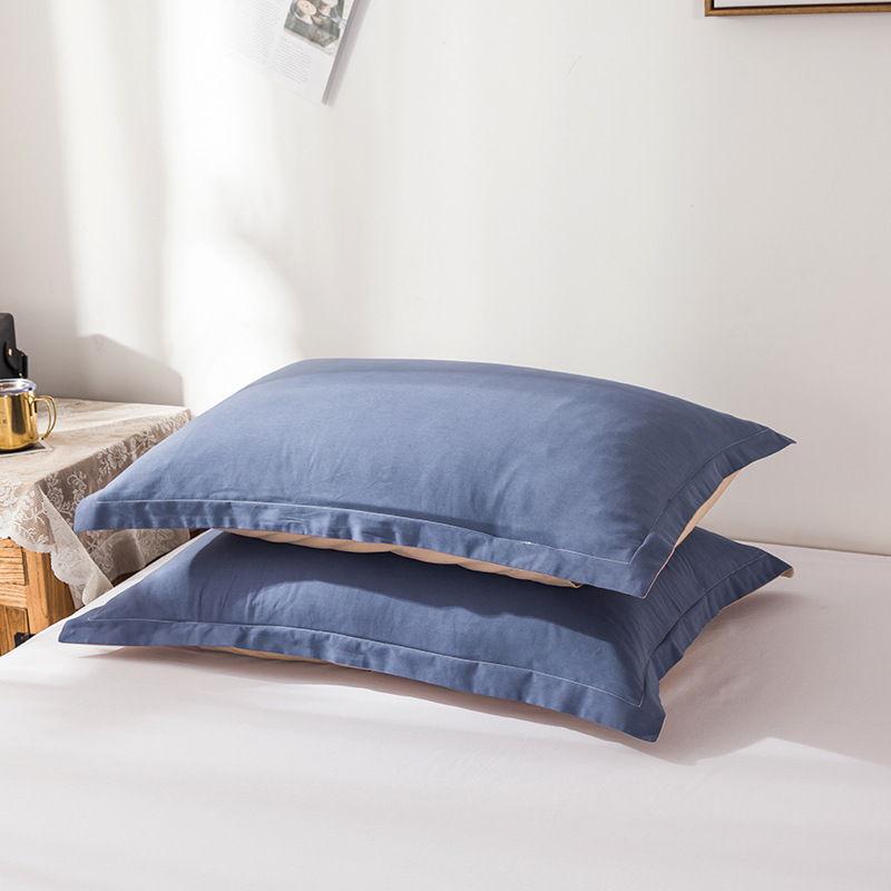 Factory Direct pure cotton solid color pillowcase simple European style plain double stitching student cotton pillowcase combed cotton colorfast