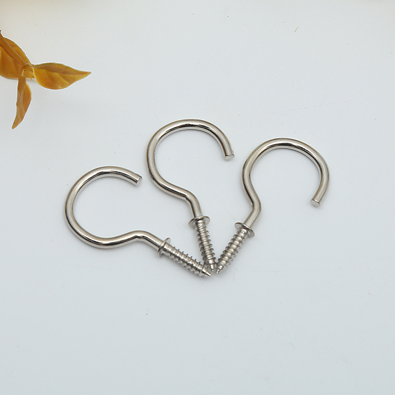 Stainless steel galvanized question mark Cup hook 304 open sheep's eye nail question mark hook ring sheep's eye lamp hook