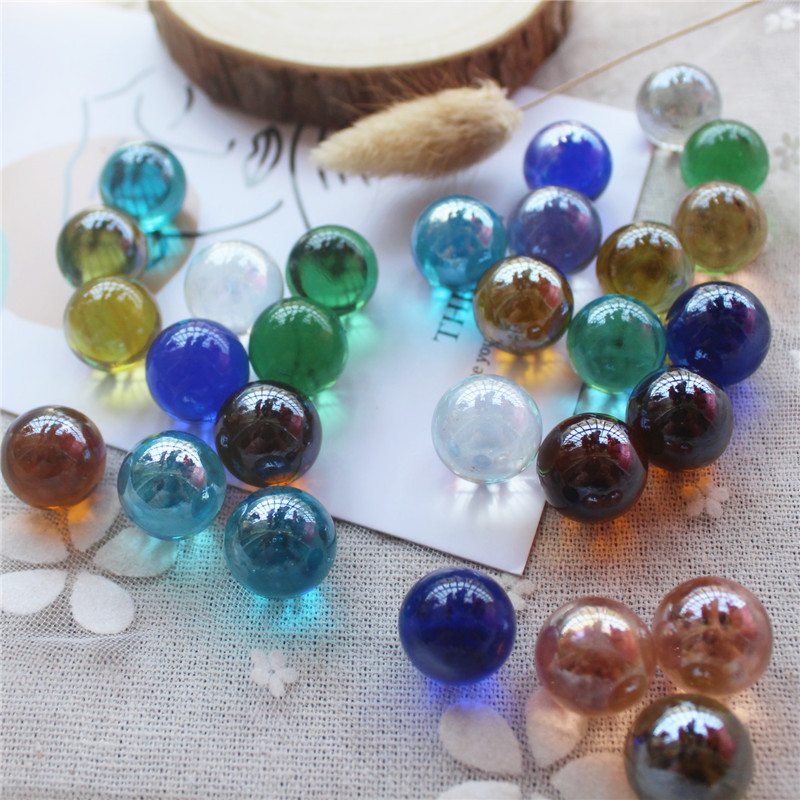 Transparent Pure Color Marbles Checkers Beads 16Mm25Mm Seven-Colorfuled Glass Balls Glass Beads Fish Tank Decoration