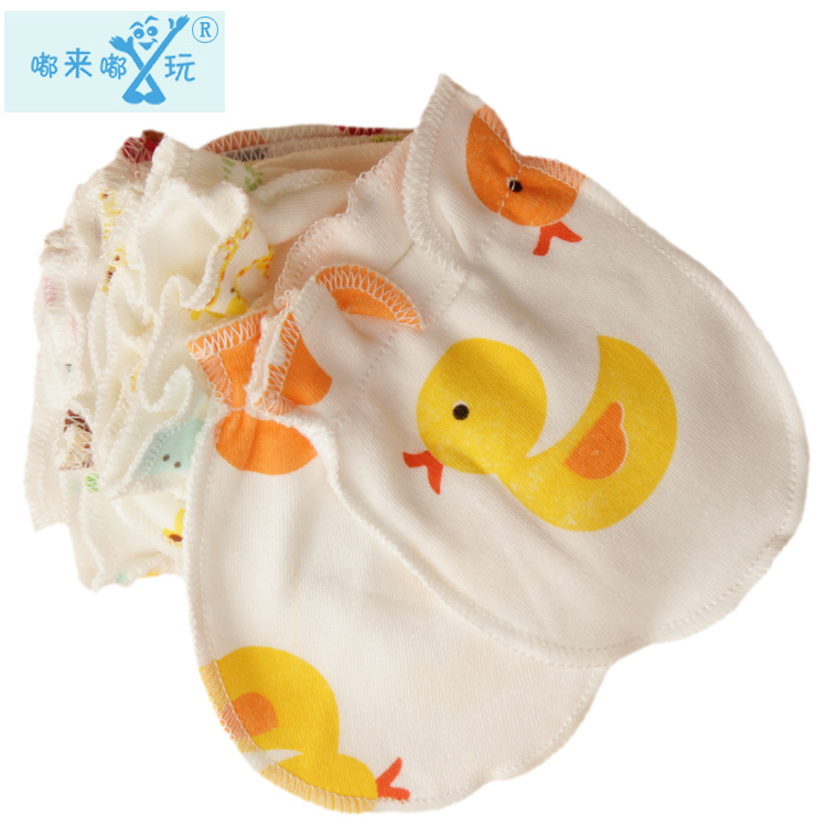 Independently Packaged Cross-Border New Baby Products Cartoon Baby Gloves Newborn Anti-Scratch Cotton Protective Gloves
