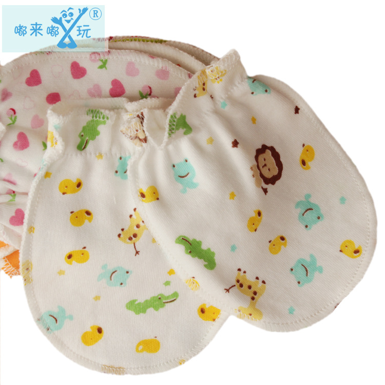 Independently Packaged Cross-Border New Baby Products Cartoon Baby Gloves Newborn Anti-Scratch Cotton Protective Gloves
