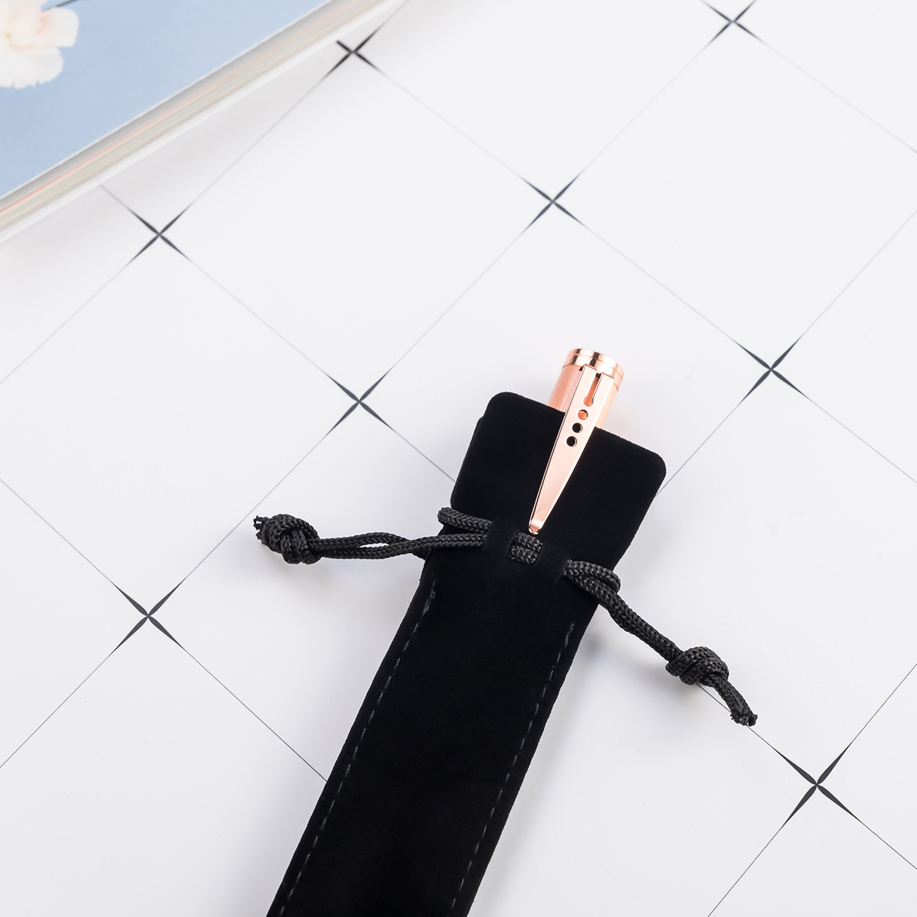 Velvet Pen Bag Wholesale Gift Crystal Pen Storage Bag Double-Sided Thickened Plush Cloth Pen Copper Pen Drawstring Flap Pocket Pants in Stock