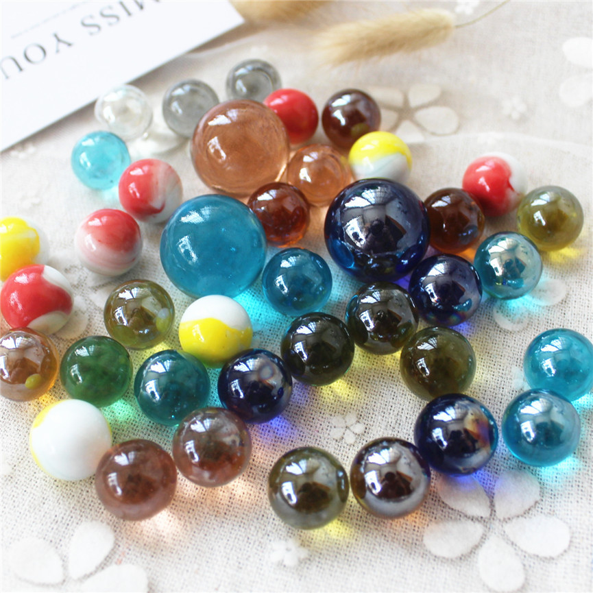 Transparent Pure Color Marbles Checkers Beads 16Mm25Mm Seven-Colorfuled Glass Balls Glass Beads Fish Tank Decoration