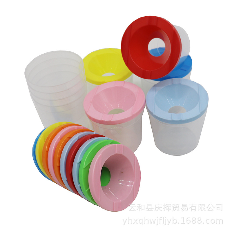 Factory wholesale children's PP plastic wash cup brush suit art painting paint palette cup graffiti wash cup