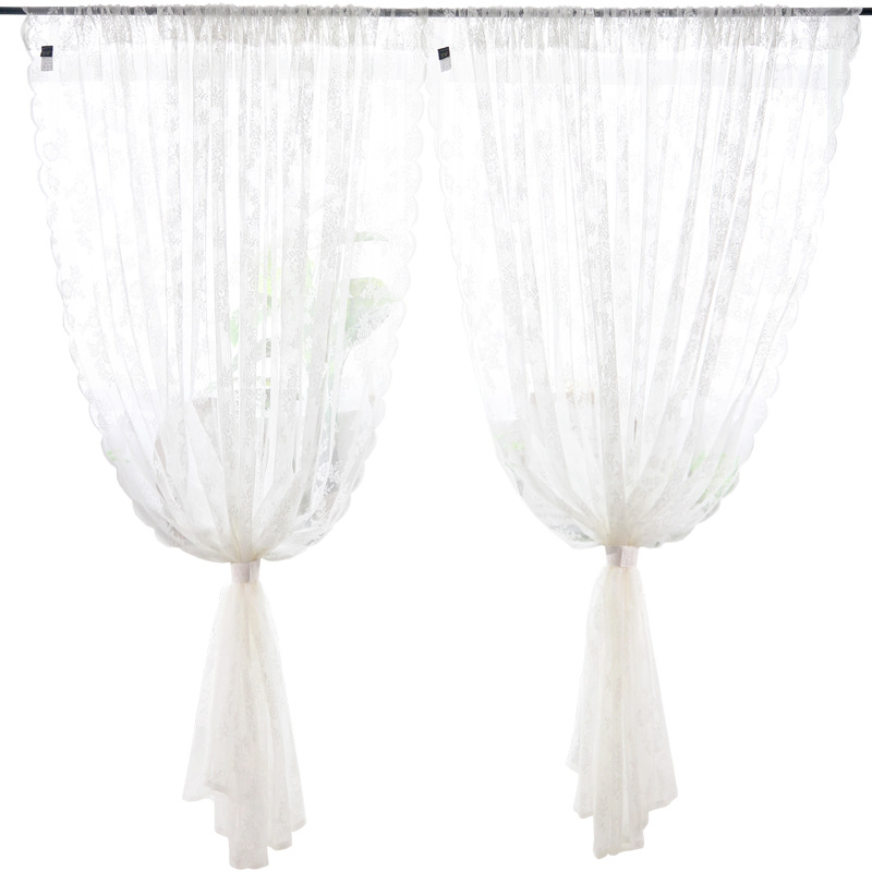 Lace Window Screen Gauze Finished Jacquard Gauze French Korean American Pastoral White Gauze Curtain Door Curtain Bay Window Bedroom