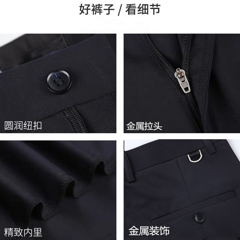 Business Dress Pants Men's Casual Pants Autumn and Winter Fleece-Lined Thickened Stretch Men's Pants Middle-Aged Loose Straight-Leg Suit Pants Men
