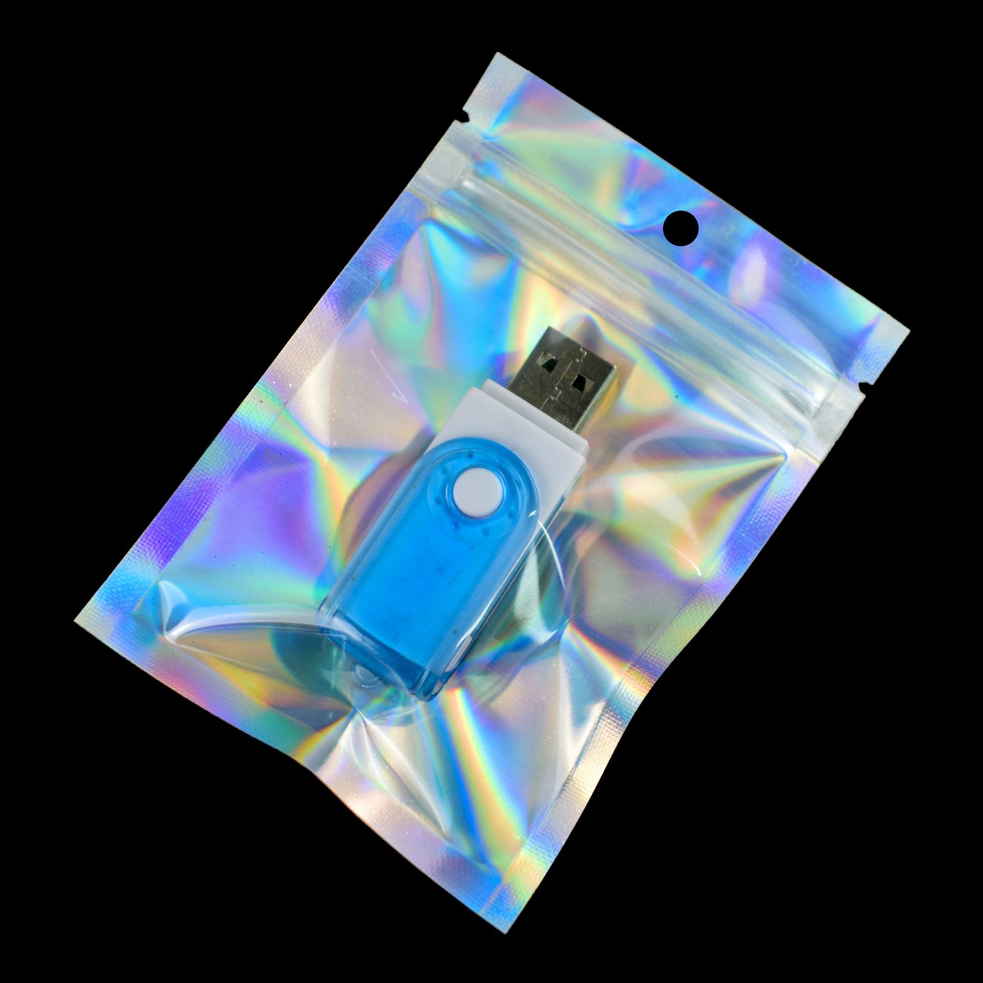 Colorful Film Laser Self-Sealing Bag Mobile Phone Case Jewelry Packaging Bag Data Cable Gift Film Bag Custom Earphones