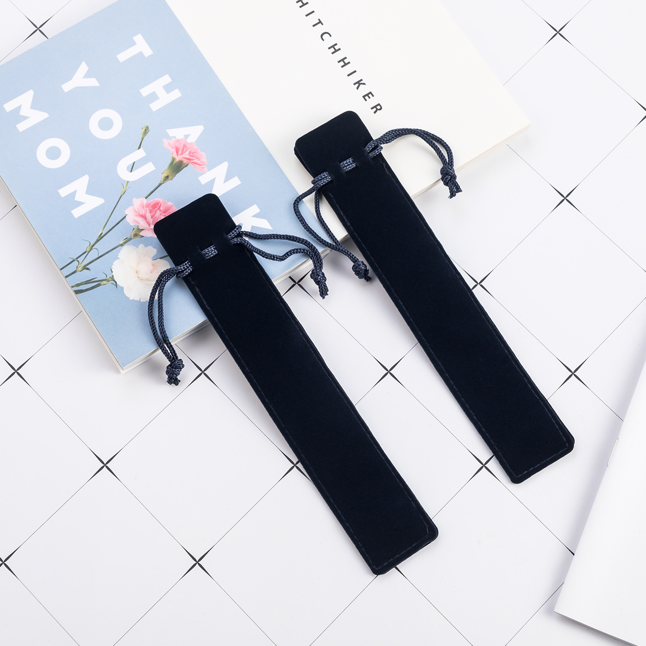 Оптовая бархатная сумка для ручек, подарочная сумка для кристальных ручек, двойной бархатный мешок с завязками