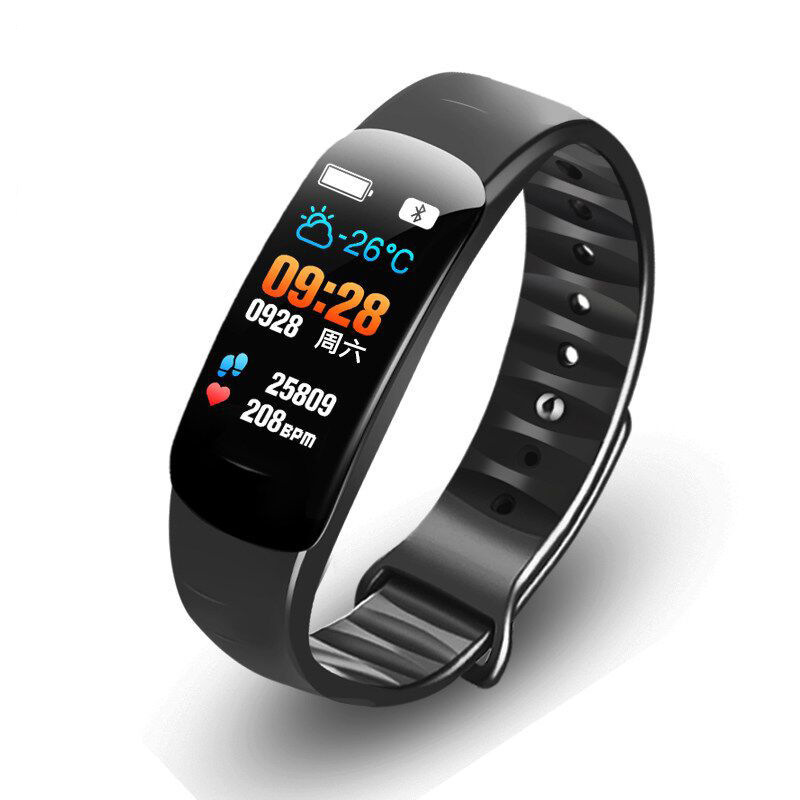 C1Plus Color Screen Smart Bracelet Waterproof Bluetooth Pedometer Heart Rate Blood Pressure Multifunctional Sports Bracelet Cross-Border