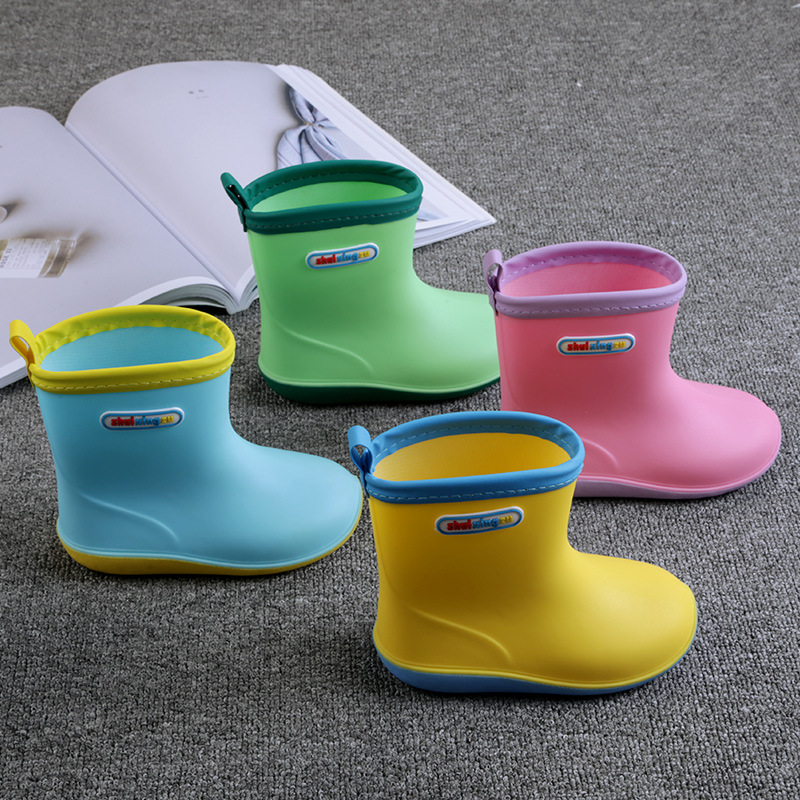 Star Chasing Pure Color 3D Stereo Kidsren's Rain Boots for Boys and Girls, Non-Slip Fleece-Lined Baby Rain Boots, Kidsren's Four-Season Water Rain Boots